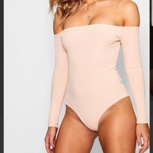 Ribbed Off Shoulder Bodysuit